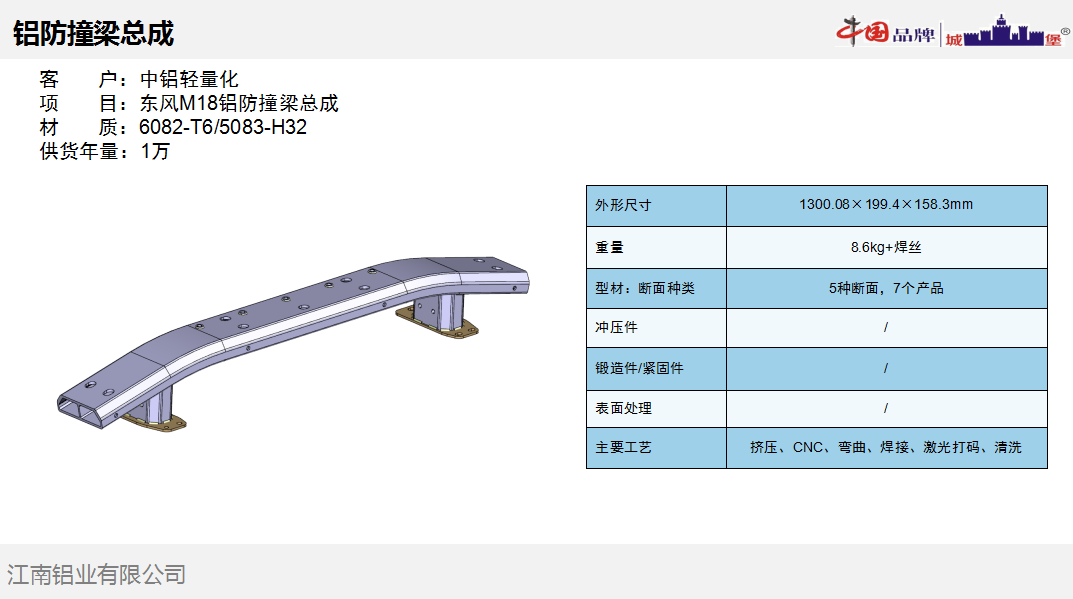 铝防撞梁总成